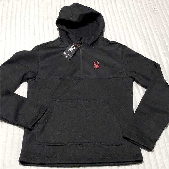 SPYDER black quarter zip hoodie size small - Picture 1 of 12